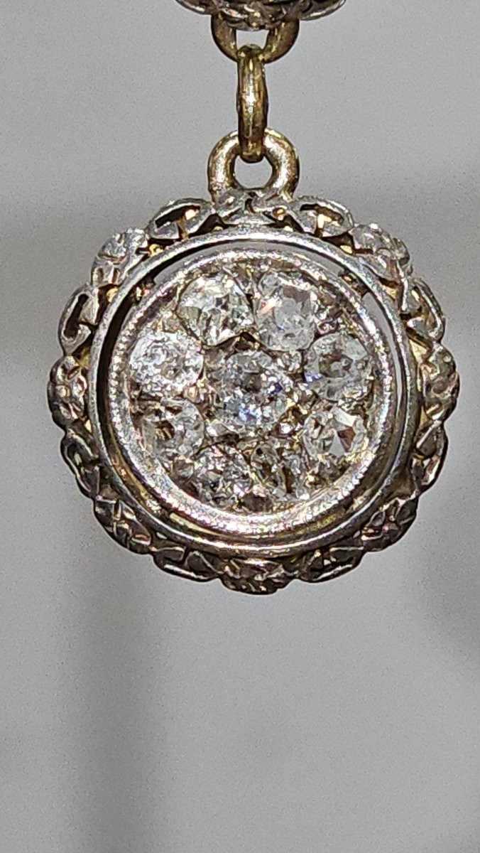 Boucles d'Oreilles Roses Antiques En Or Et Diamants -photo-3