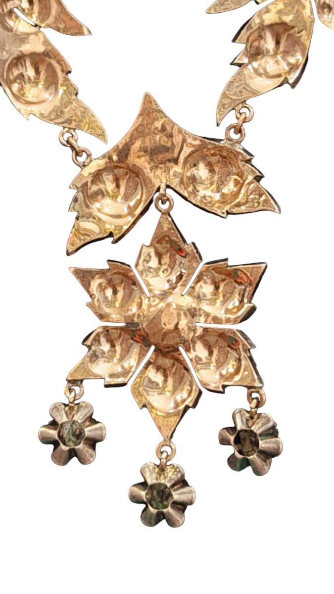 Collier en argent et or avec diamants roses du XIXe siècle -photo-3