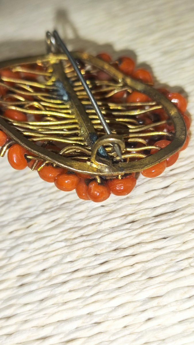 Broche en corail rouge du XIXe siècle-photo-4