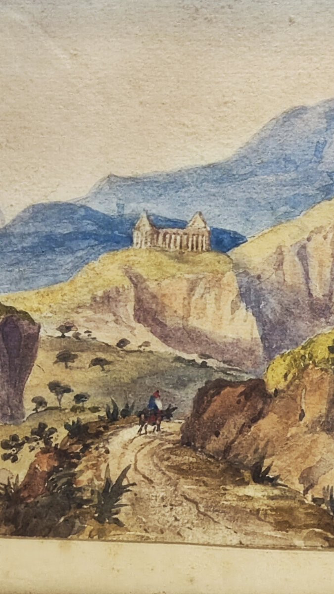 Aquarelle ancienne représentant Ségeste-photo-2