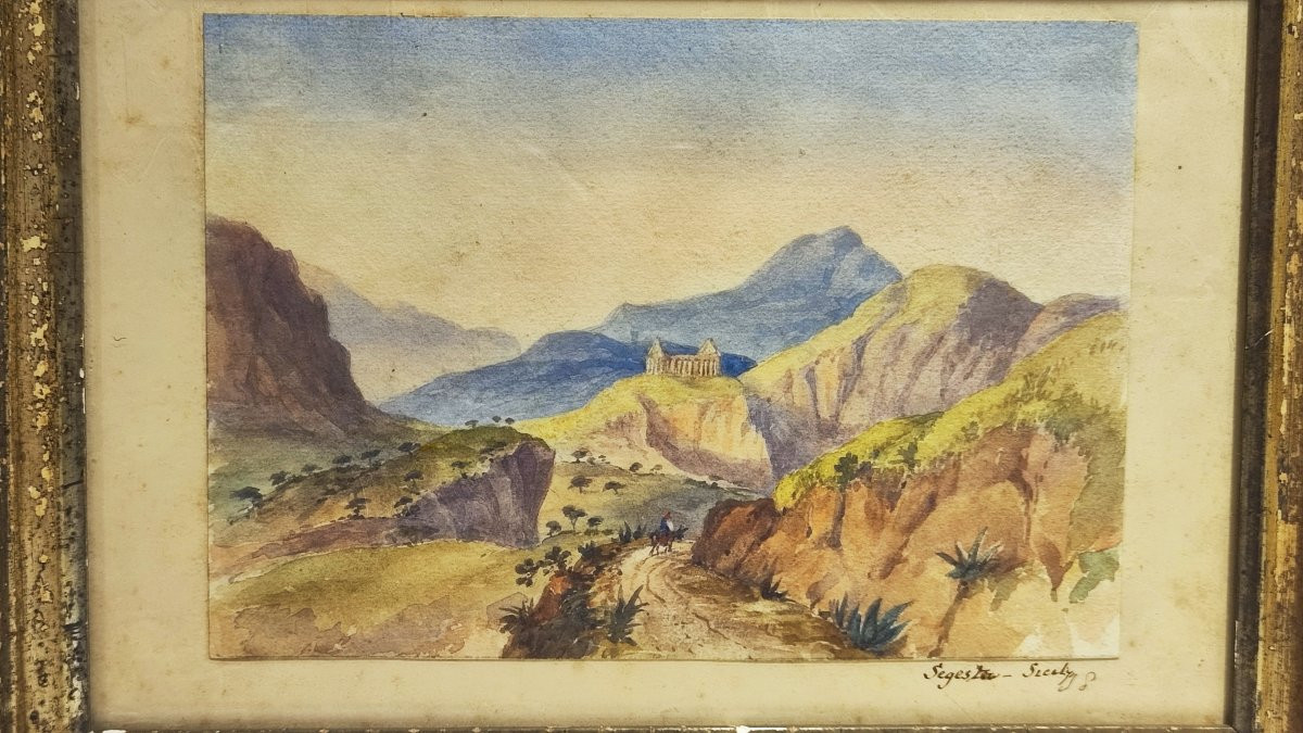 Aquarelle ancienne représentant Ségeste-photo-4