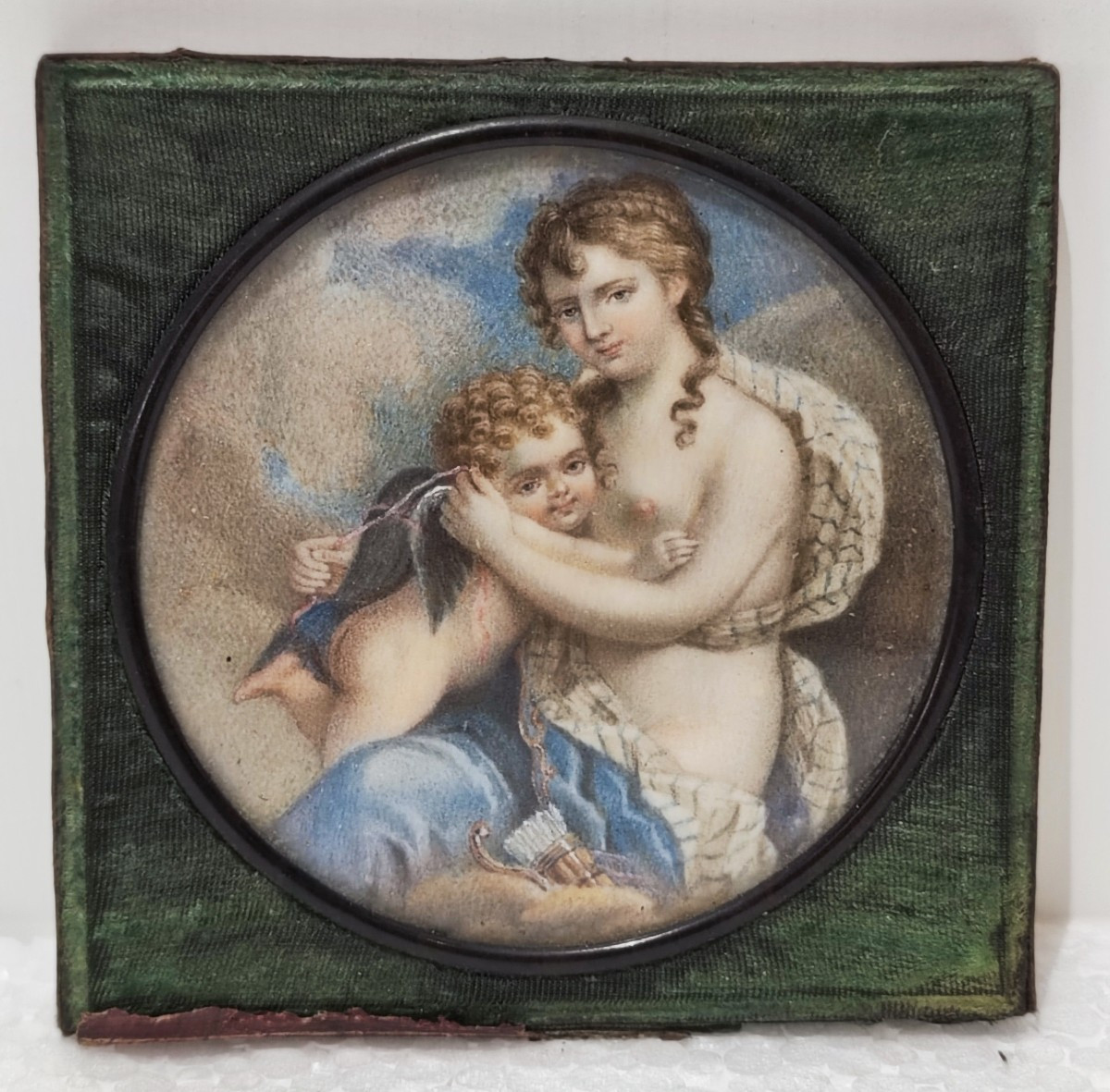 Miniature du XIXe siècle représentant Vénus et Cupidon