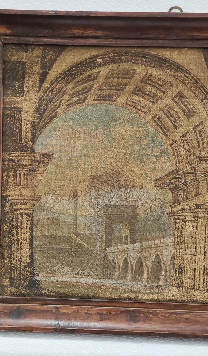 Huile sur toile du XVIIIe siècle, Grand Tour, représentant une vue d'architecture-photo-2