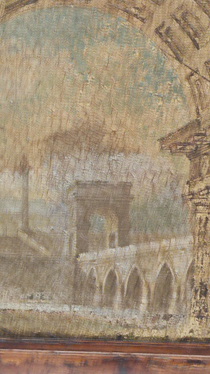 Huile sur toile du XVIIIe siècle, Grand Tour, représentant une vue d'architecture-photo-4