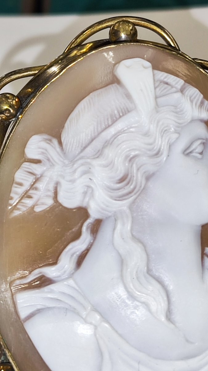 Large Victorian Cameo And Pinchbeck Pendant Brooch-photo-3