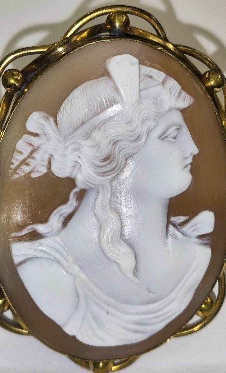 Large Victorian Cameo And Pinchbeck Pendant Brooch-photo-4