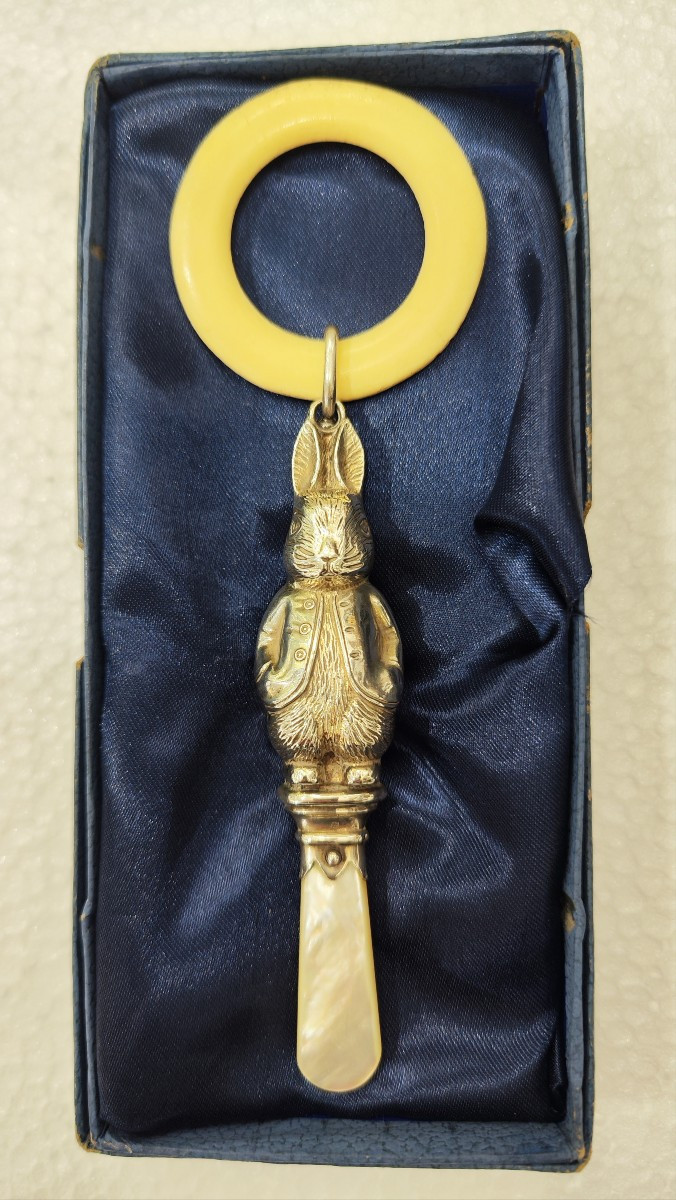 Silver And Mother-of-pearl Baby Rattle