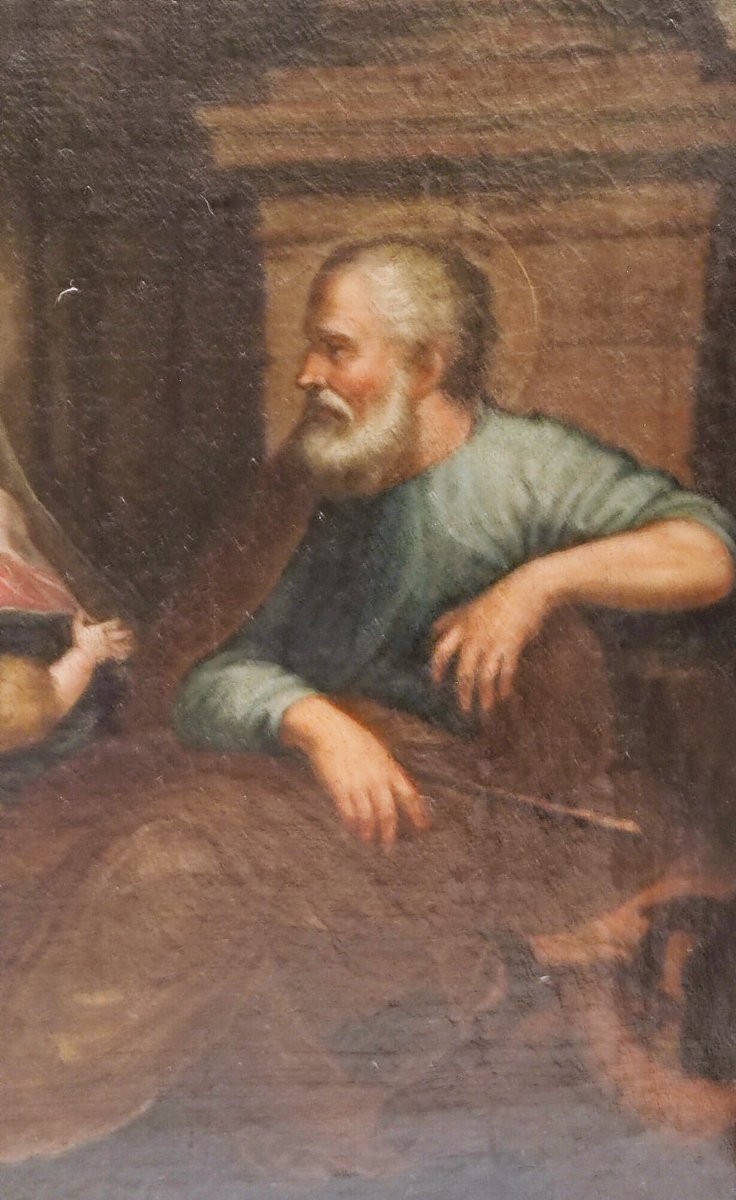 Huile sur toile du XVIIe siècle, Nativité avec l'Adoration des Bergers-photo-2