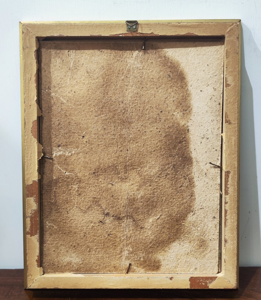 Deux broderies du XVIIIe siècle réalisées au fil collé, représentant sainte Anne et la Vierge M-photo-3