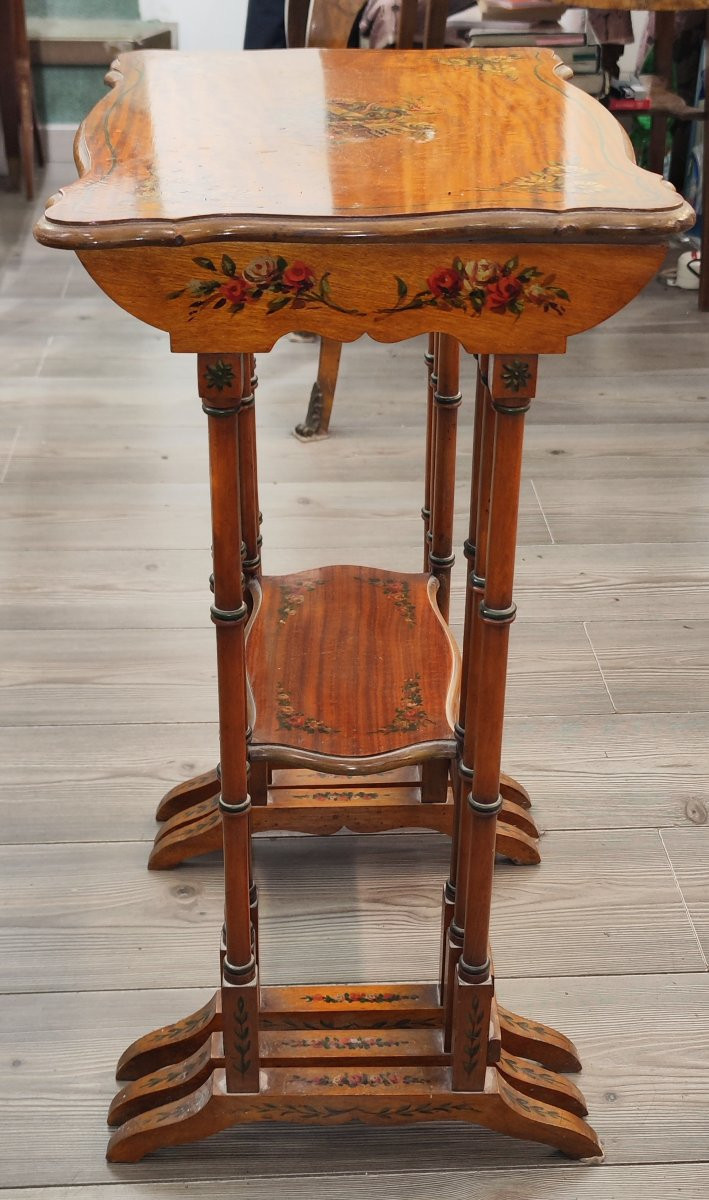 Set Of 19th-century Painted Satinwood Coffee Tables-photo-2