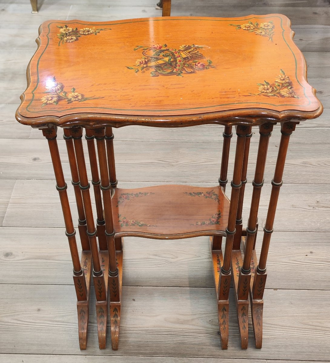 Set Of 19th-century Painted Satinwood Coffee Tables-photo-3