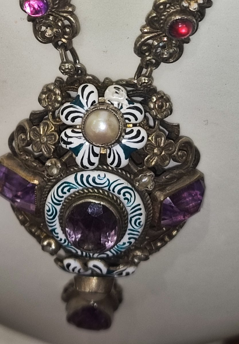 Antique Austro-hungarian Silver Necklace-photo-4