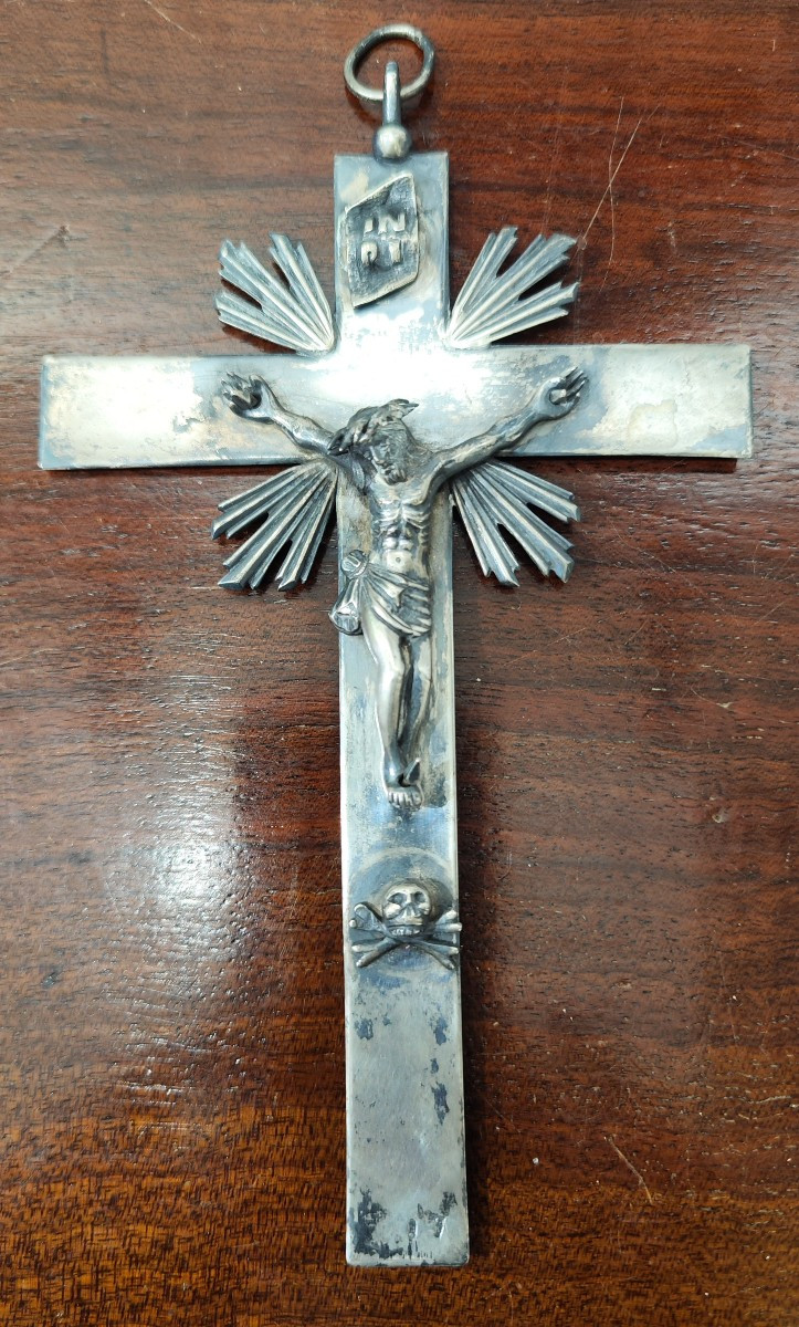 Antique Silver Crucifix, Naples, 19th Century