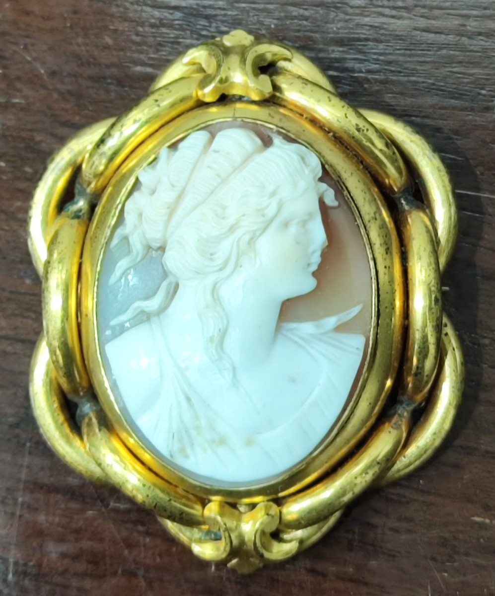 Broche camée victorienne raffinée, XIXe siècle