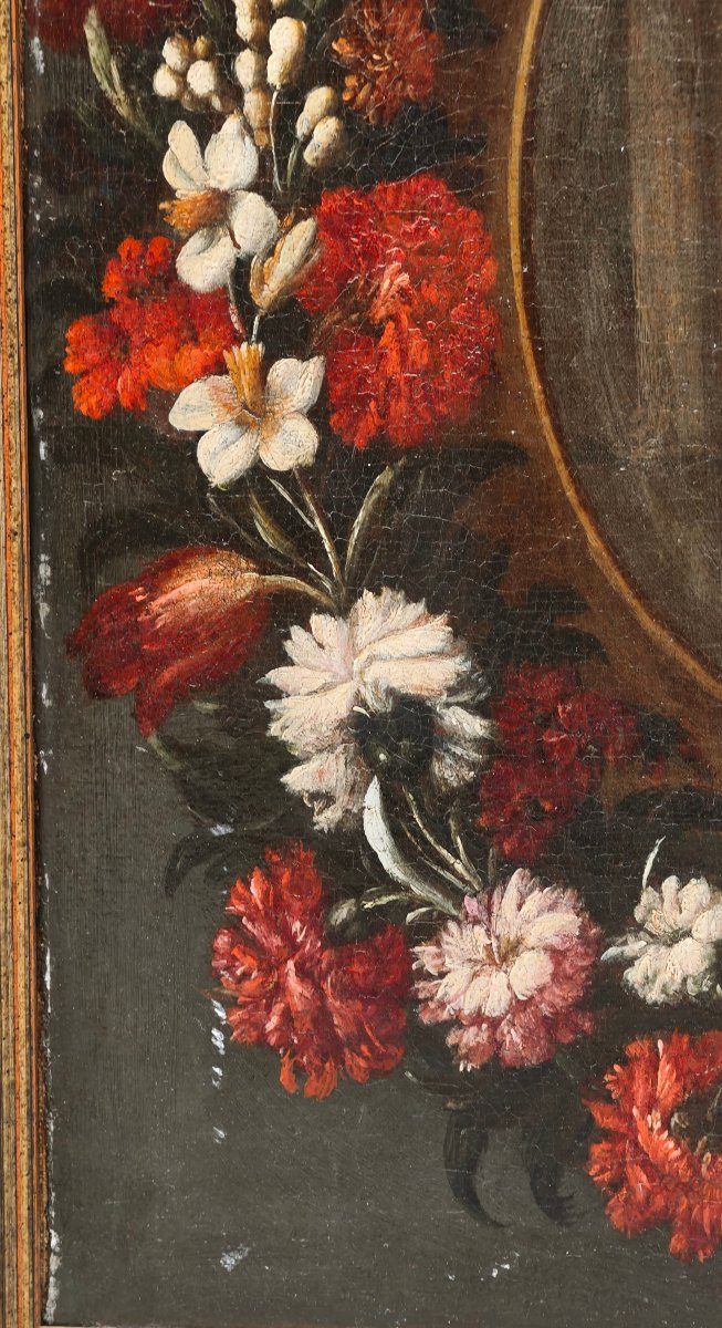 17th-century Painting: Madonna In A Garland Of Flowers, Rome-photo-3