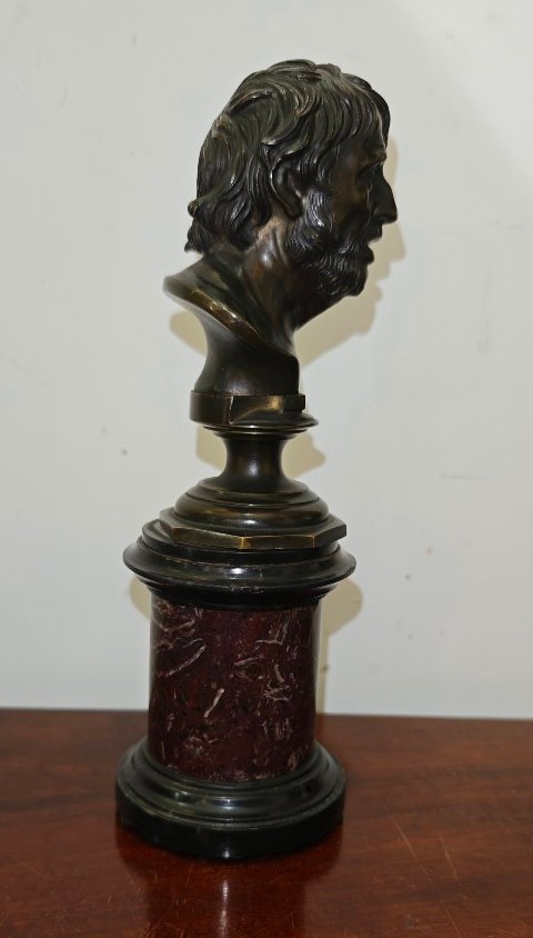 Buste en bronze et marbre de Pseudo-Sénèque Grand Tour - XIXe siècle-photo-3