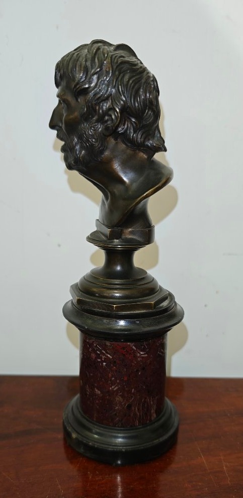 Buste en bronze et marbre de Pseudo-Sénèque Grand Tour - XIXe siècle-photo-4