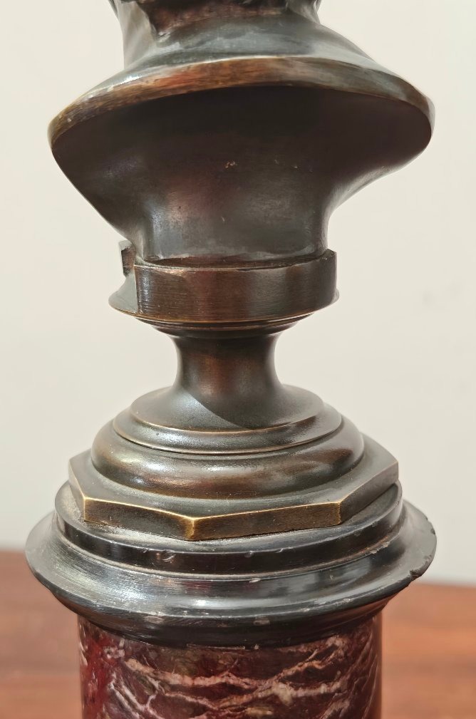 Buste en bronze et marbre de Pseudo-Sénèque Grand Tour - XIXe siècle-photo-4