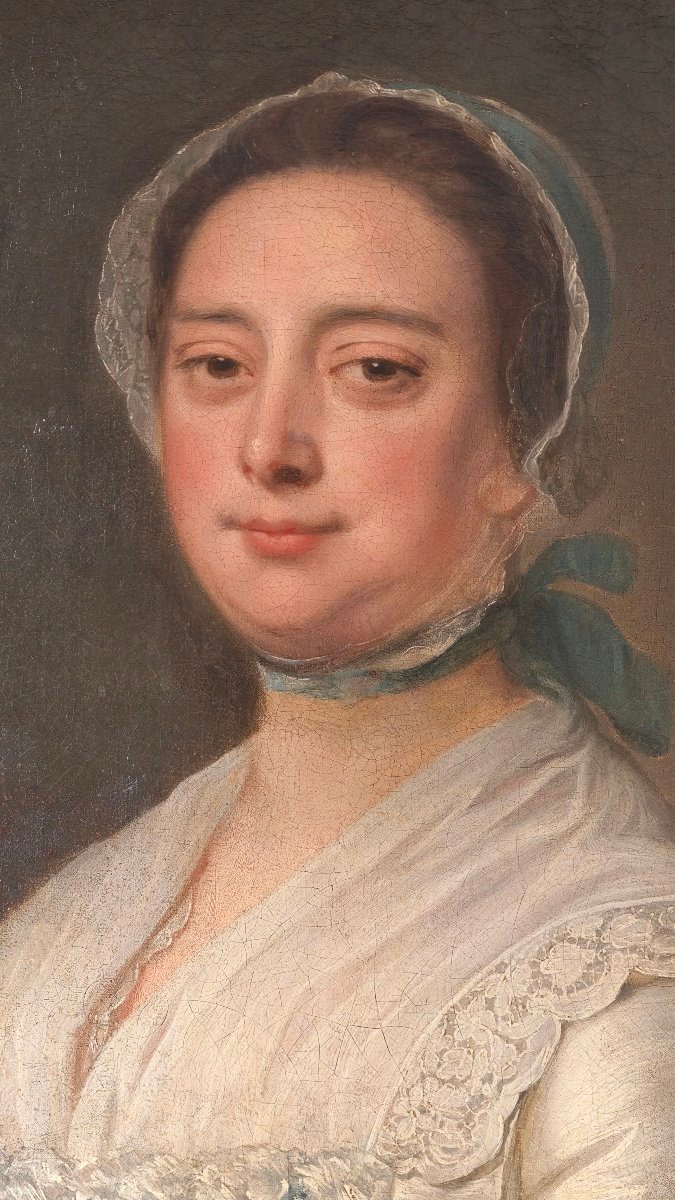 Portrait Of A Lady In A Silk Dress - 18th-century English School-photo-2