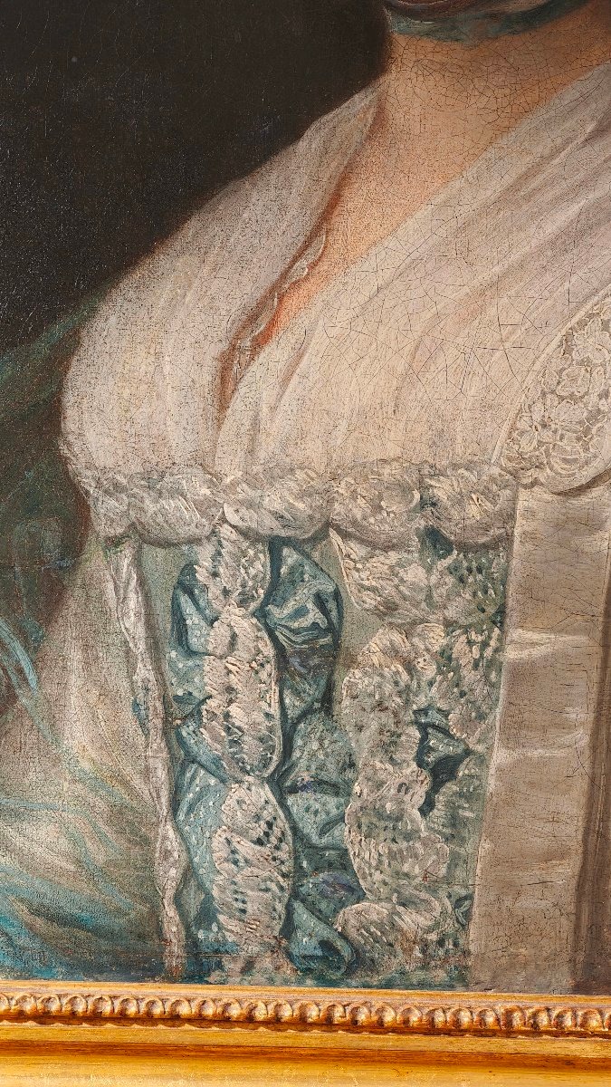 Portrait Of A Lady In A Silk Dress - 18th-century English School-photo-3