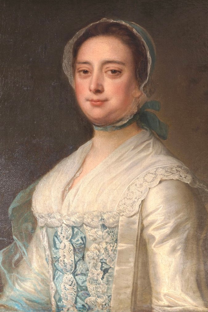 Portrait Of A Lady In A Silk Dress - 18th-century English School-photo-4