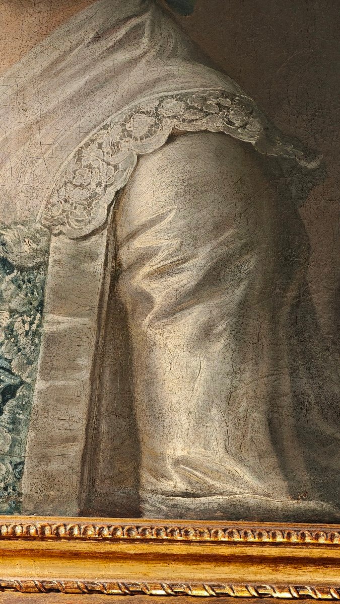 Portrait Of A Lady In A Silk Dress - 18th-century English School-photo-6