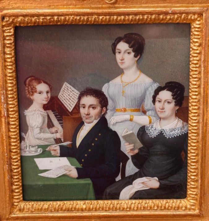 Miniature familiale raffinée et rare du début du XIXe siècle-photo-4