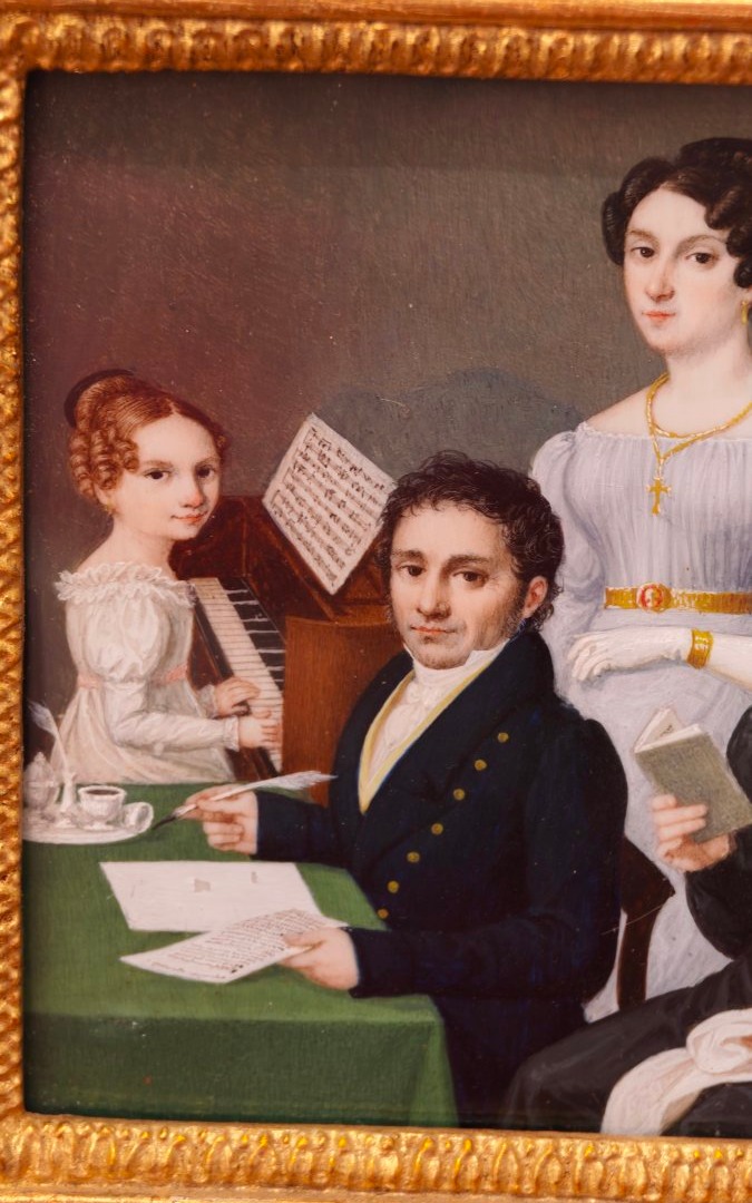 Miniature familiale raffinée et rare du début du XIXe siècle-photo-5
