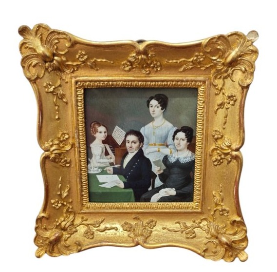 Miniature familiale raffinée et rare du début du XIXe siècle