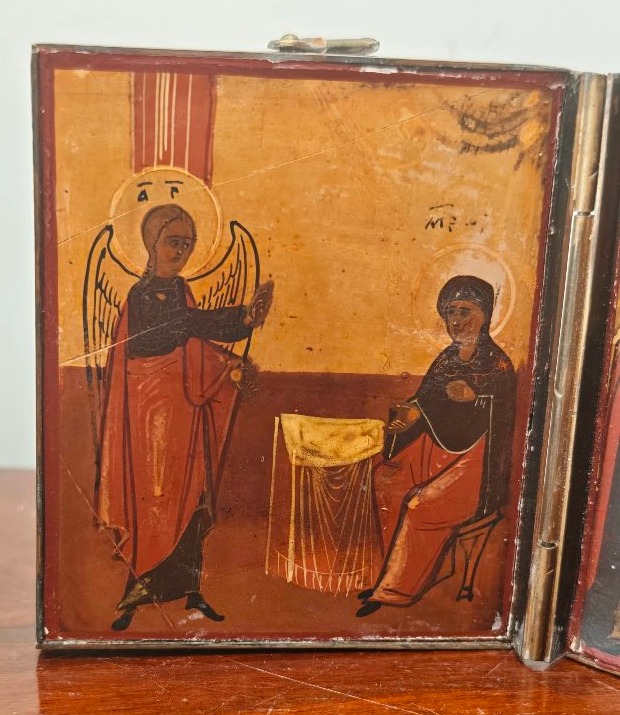Icône de voyage russe en triptyque, XIXe siècle-photo-2