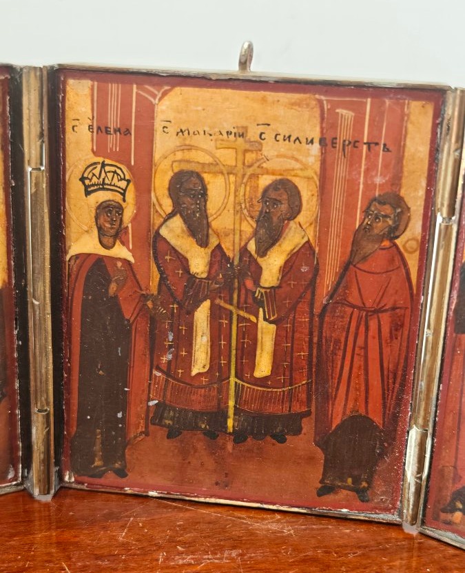 Icône de voyage russe en triptyque, XIXe siècle-photo-6