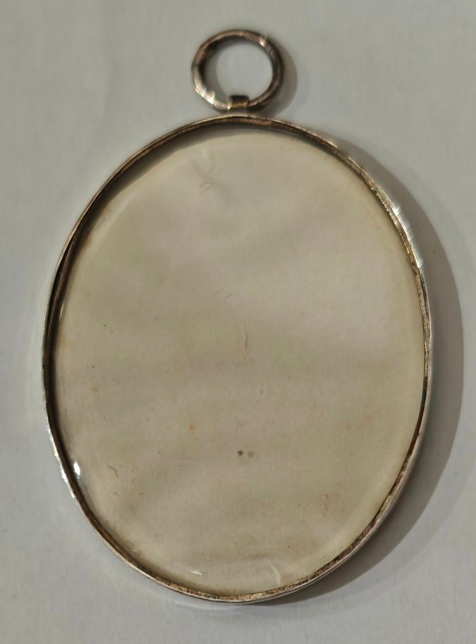 Pendentif miniature en argent néoclassique peint à la main, début du XIXe siècle-photo-2
