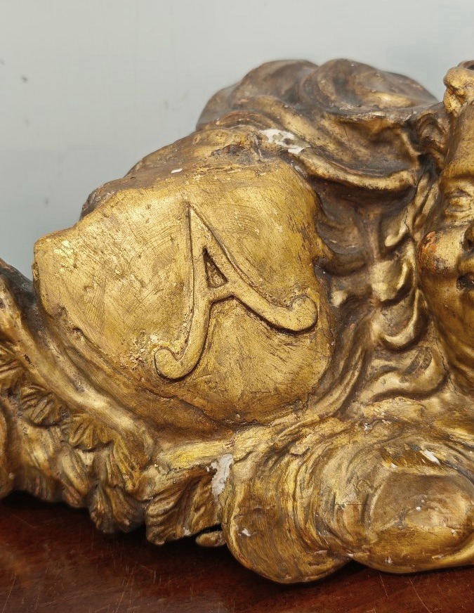 Chérubin en bois doré, baroque romain, XVIIe siècle-photo-4