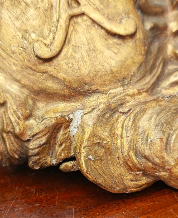 Chérubin en bois doré, baroque romain, XVIIe siècle-photo-1