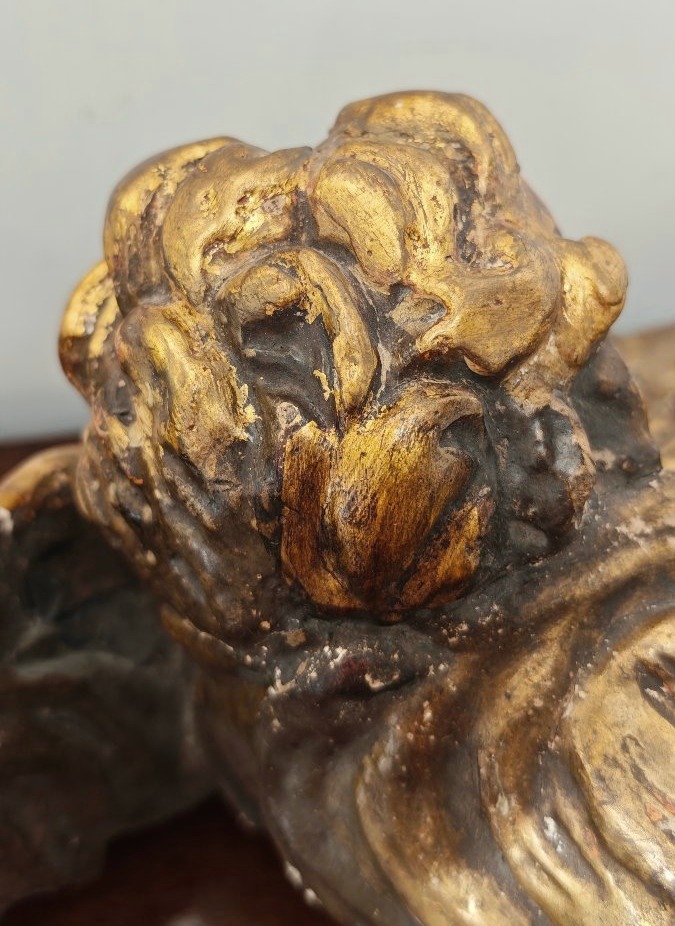 Chérubin en bois doré, baroque romain, XVIIe siècle-photo-2