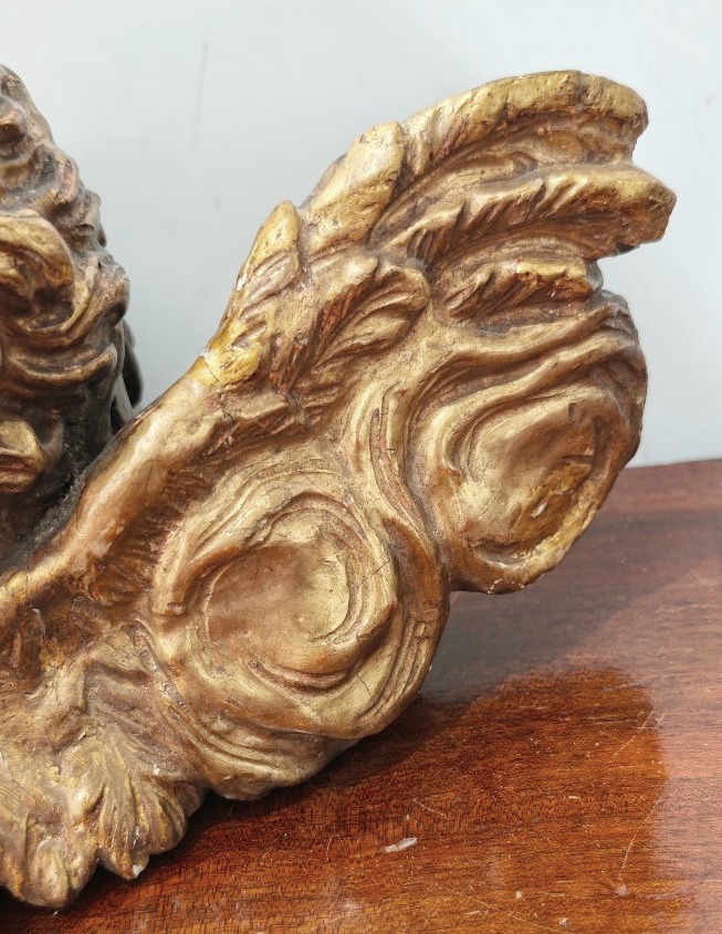 Chérubin en bois doré, baroque romain, XVIIe siècle-photo-3
