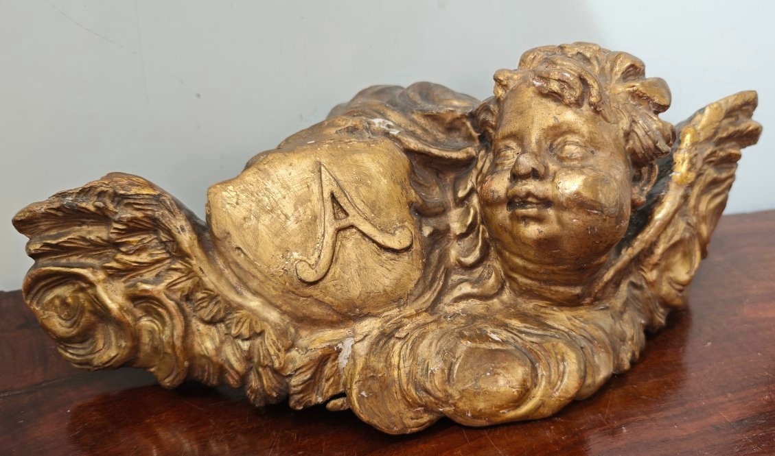 Chérubin en bois doré, baroque romain, XVIIe siècle
