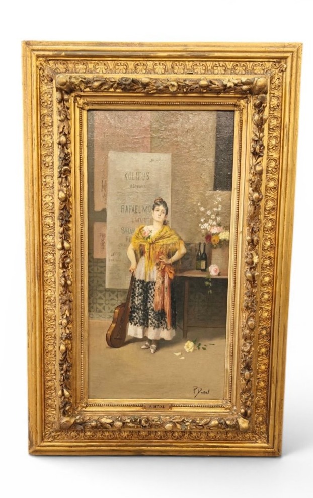 Paire de tableaux du XIXe siècle de P. Duval  Femmes gitanes andalouses Espagne-photo-3