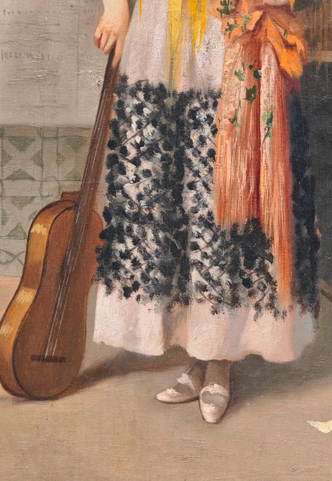 Paire de tableaux du XIXe siècle de P. Duval  Femmes gitanes andalouses Espagne-photo-2