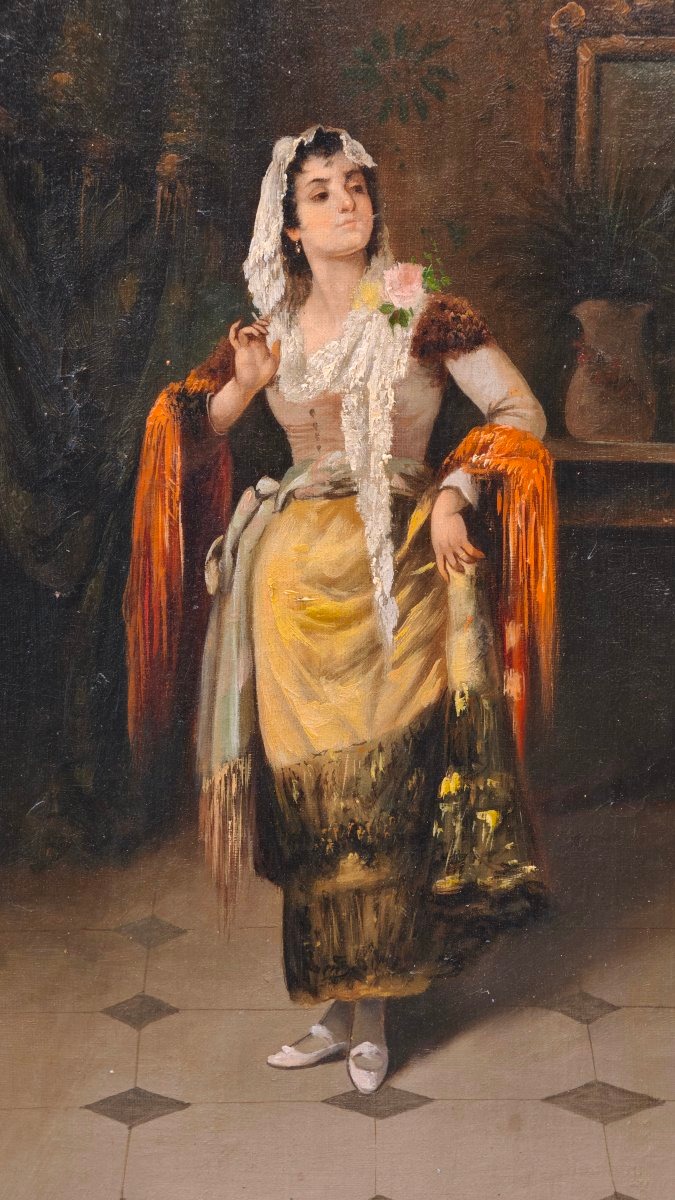 Paire de tableaux du XIXe siècle de P. Duval  Femmes gitanes andalouses Espagne-photo-8