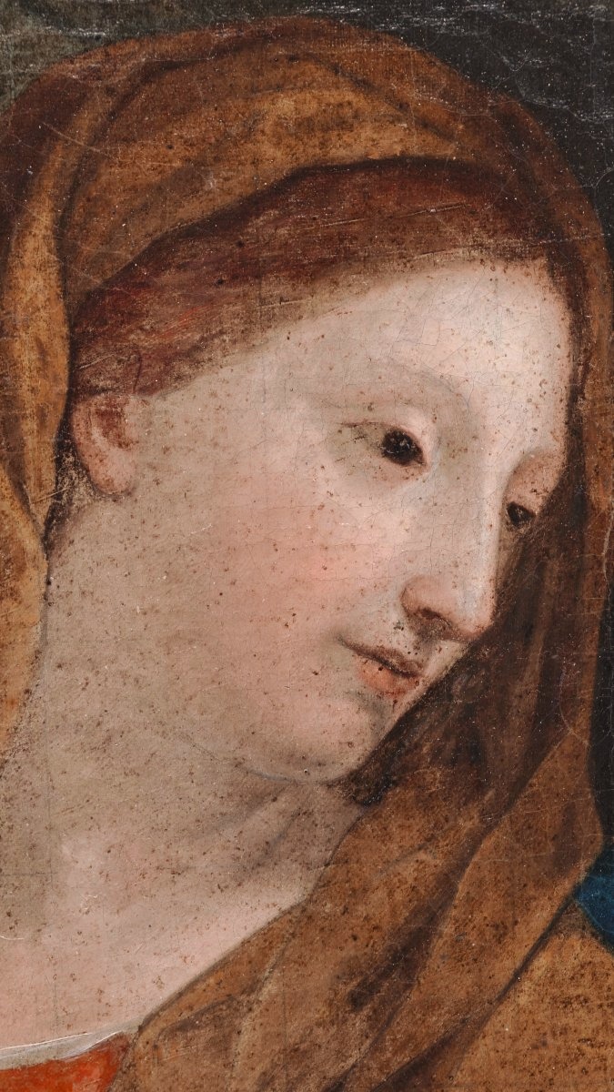 Tableau ancien « Vierge en prière », XVIIIe siècle - École romaine de Maratta-photo-3