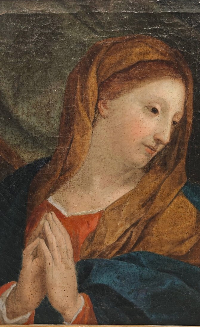 Tableau ancien « Vierge en prière », XVIIIe siècle - École romaine de Maratta-photo-4