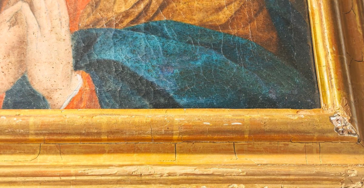 Tableau ancien « Vierge en prière », XVIIIe siècle - École romaine de Maratta-photo-1
