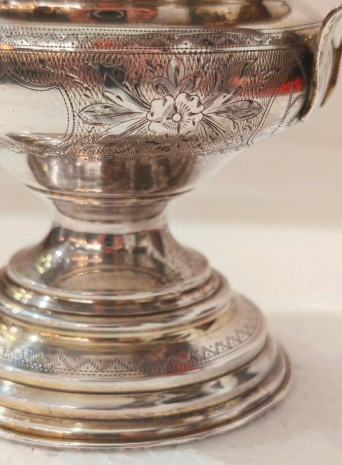 Antique Silver Sugar Bowl, Russia, Moscow, 1885 -photo-3
