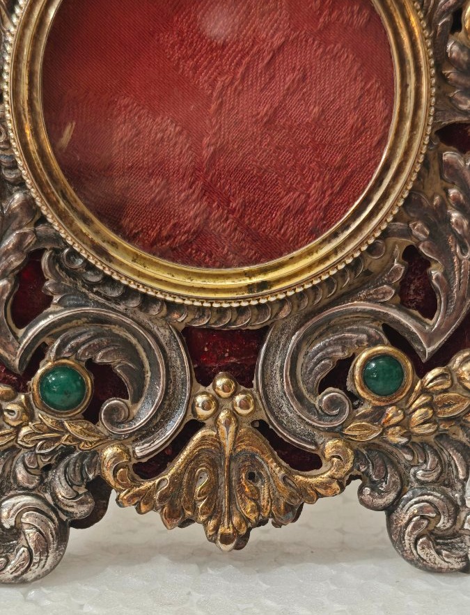 Elegant Frame Made Of Vermeil Silver And Semi-precious Stones -photo-2