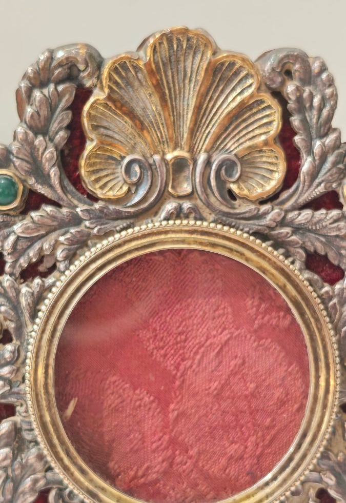 Elegant Frame Made Of Vermeil Silver And Semi-precious Stones -photo-4