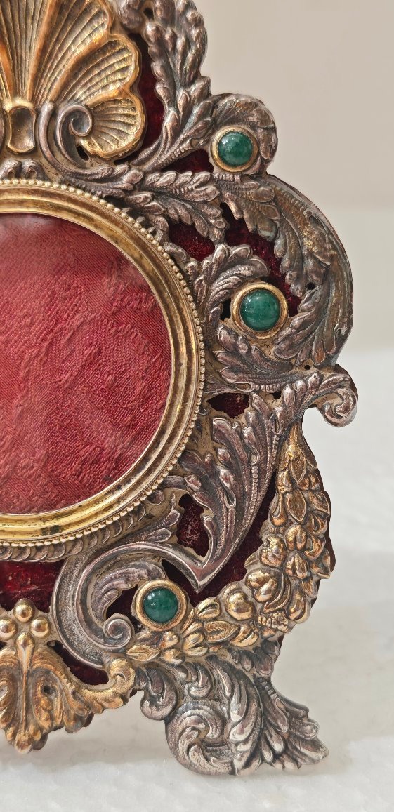 Elegant Frame Made Of Vermeil Silver And Semi-precious Stones -photo-1
