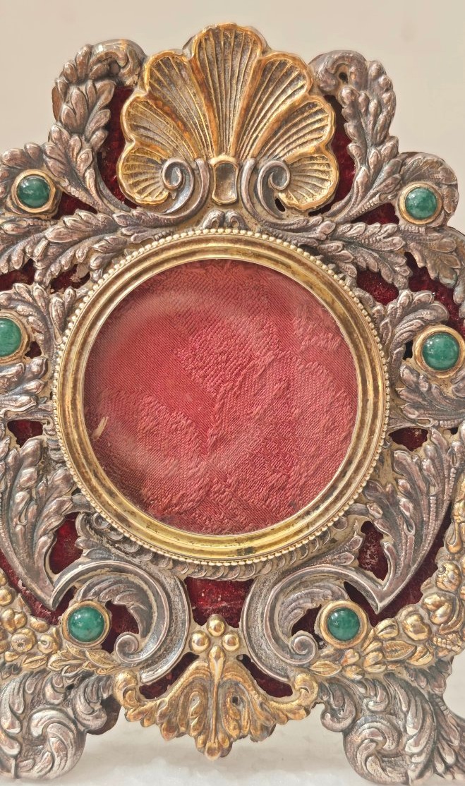 Elegant Frame Made Of Vermeil Silver And Semi-precious Stones -photo-3