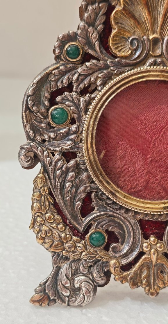 Elegant Frame Made Of Vermeil Silver And Semi-precious Stones -photo-6