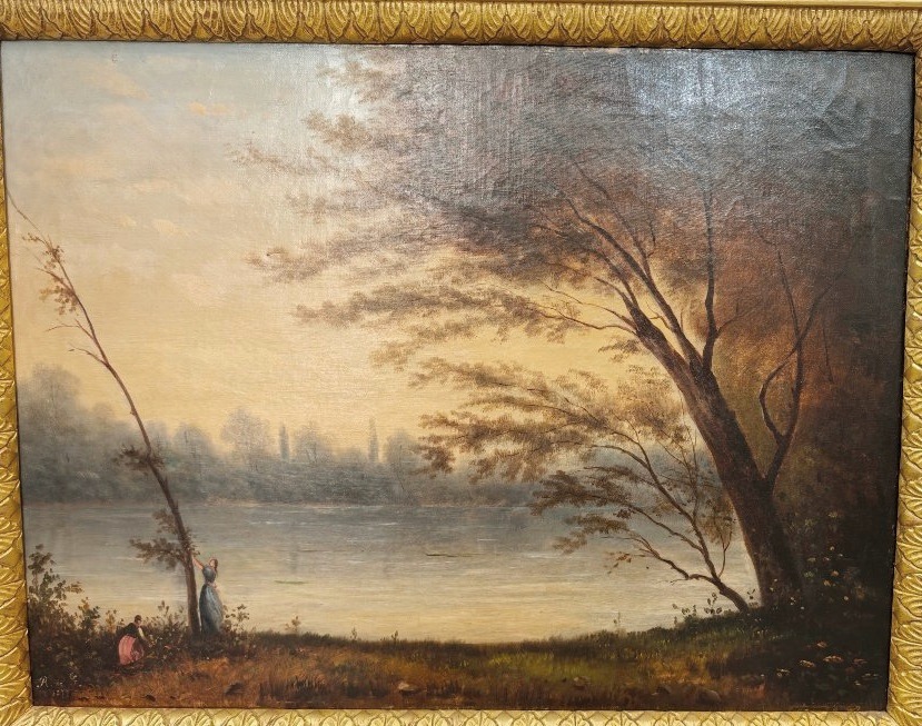 Peinture de paysage ancienne du XIXe siècle-photo-3